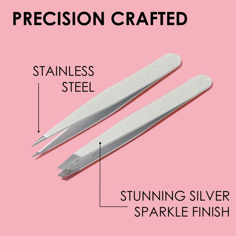JAPONESQUE Pointed & Slant Tweezers Natural Shimmer Set, Precision Crafted, Hand Sharpened Tips for Shaping and Defining Brows - Image 5